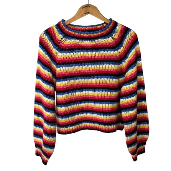 Golden Days Paris Sweaters - Golden Days Paris | Women’s rainbow tripped balloon sleeve pullover sweater, OS